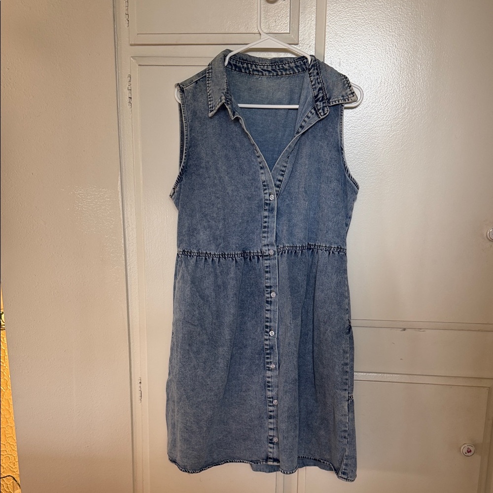 Babydoll button down, denim dress